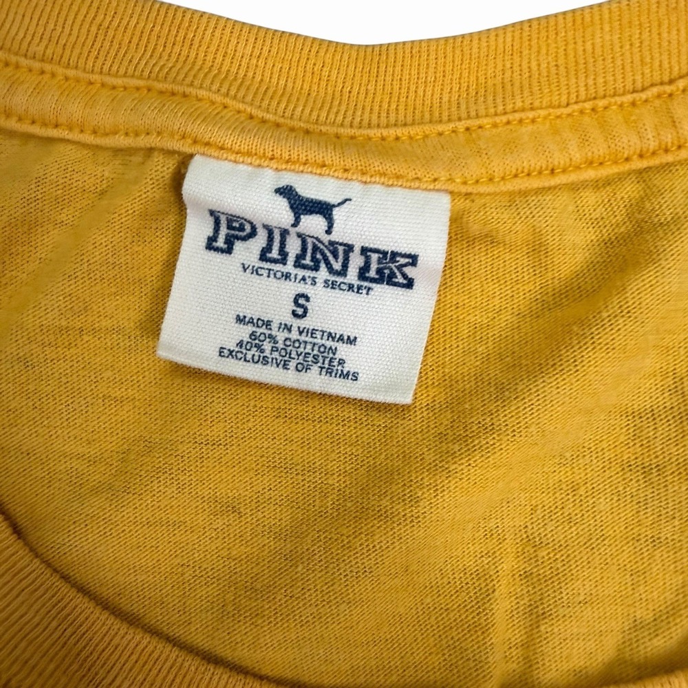 Victoria's Secret PINK Y2K Vintage 2007 Love Pink Yellow Tee Small - Picture 4 of 7